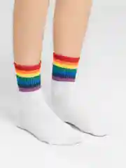 Белый носки женские с принтом "Rainbow" длинные, высокие
