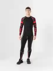 Красный спортивный мужской костюм для занятий спортом 2в1 : рашгард и тайтсы