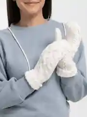 Белый варежки зимние двухслойные теплые