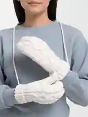Белый варежки зимние двухслойные теплые
