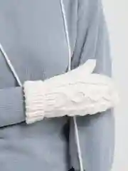 Белый варежки зимние двухслойные теплые