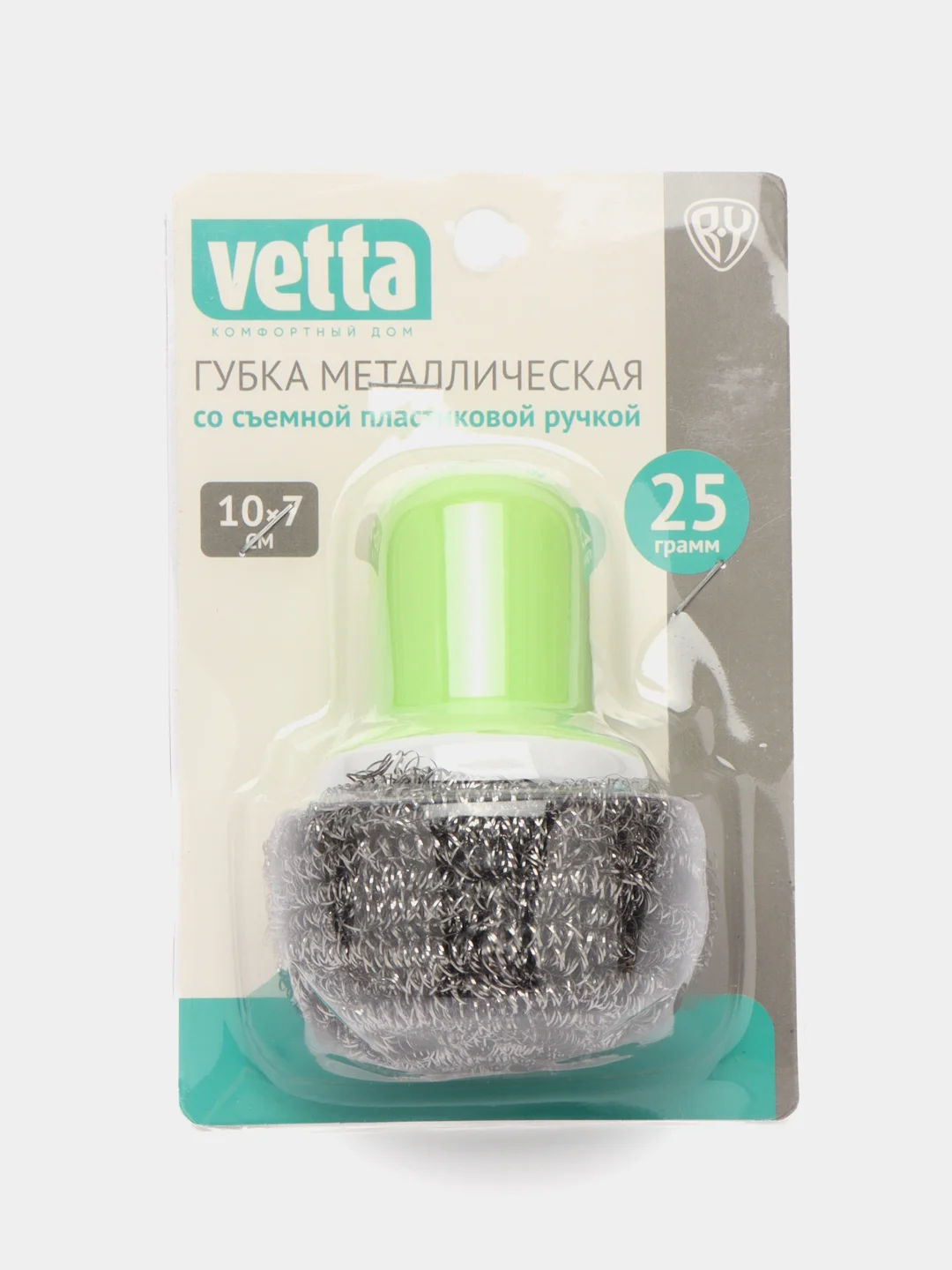 Губка металлическая, со съемной пластиковой ручкой, 10 х 7 см
