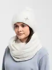 Белый комплект шапка+снуд Аэлита