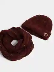 Бордовый комплект шапка+снуд Аэлита