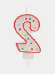 Свеча-цифра для торта "2" ДВУСТОРОННЯЯ с конфетти, 8,5 см, ЗОЛОТАЯ СКАЗКА, держатель