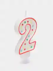 Свеча-цифра для торта "2" ДВУСТОРОННЯЯ с конфетти, 8,5 см, ЗОЛОТАЯ СКАЗКА, держатель