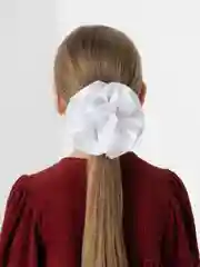 Прозрачный банты школьные, белые, на резинке,  на 1-е сентября