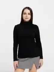 Черный водолазка женская, хлопок стрейч, кофта, свитер