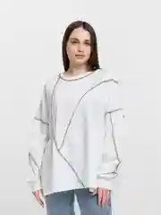 Свитшот оверсайз, с крупными швами , белый