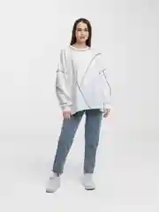 Свитшот оверсайз, с крупными швами , белый