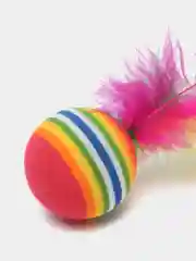Радужная игрушка-шарик с перьями, для кошек и котят
