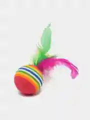 Радужная игрушка-шарик с перьями, для кошек и котят