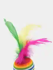 Радужная игрушка-шарик с перьями, для кошек и котят