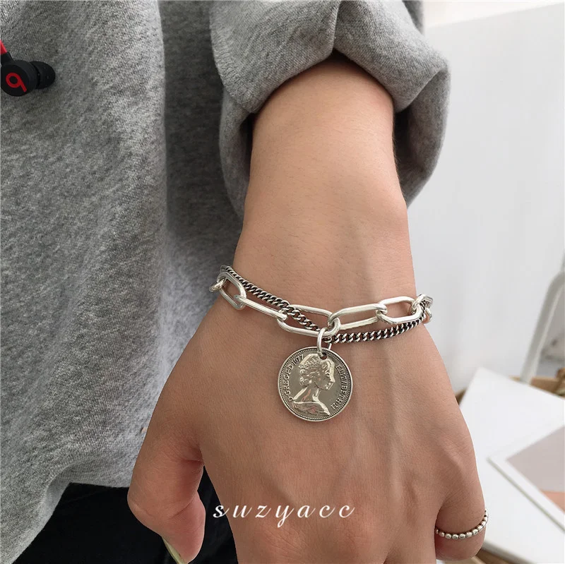 Серебряный браслет на руку женский, цепь на руку с кулоном, цепочка