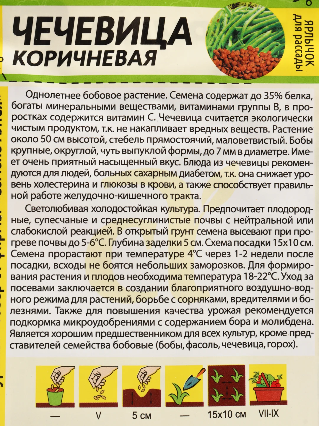 Семена Чечевица "Коричневая", Семена Алтая, 5 г