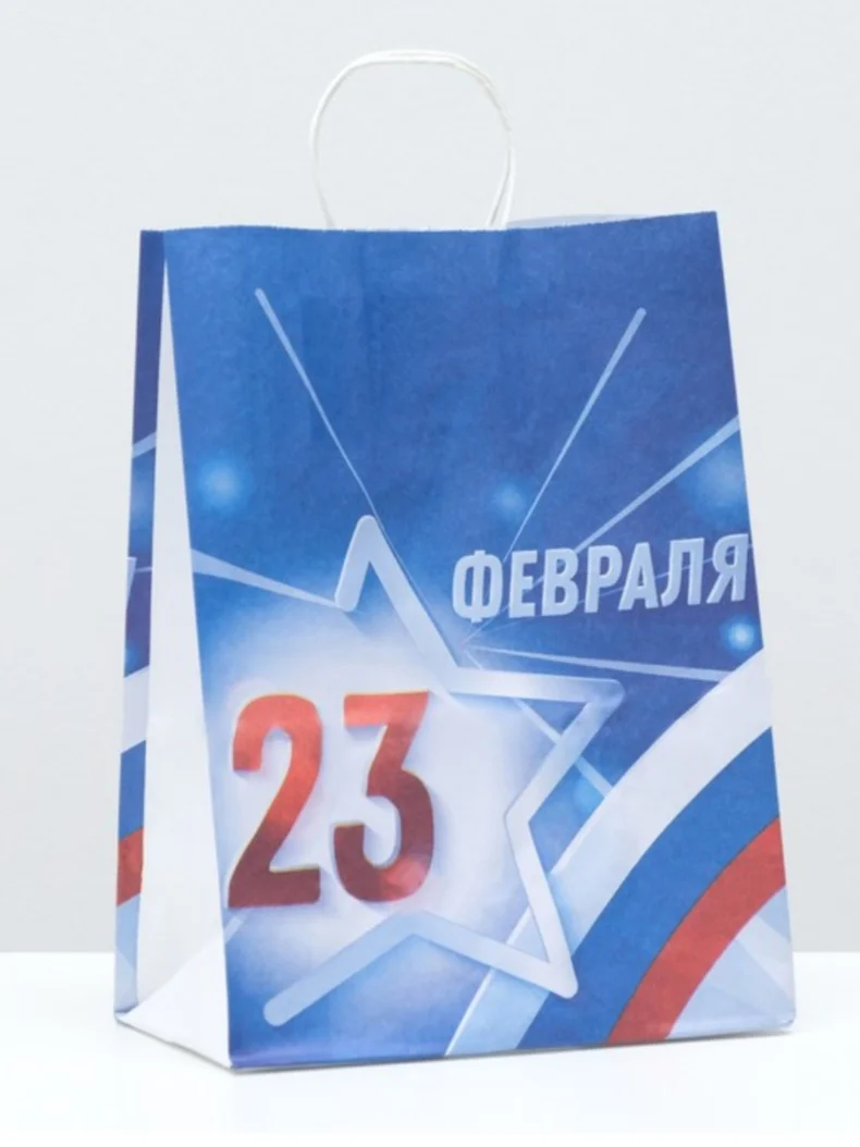Зеленый крафт-пакет подарочный