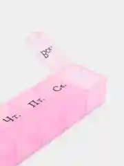 Розовый таблетница, русские буквы, органайзер с цепочкой для таблеток, БАД, витаминов, 7 отсеков