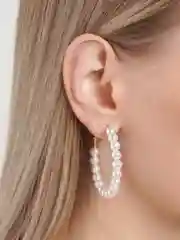 Бежевый сережки с жемчугом
