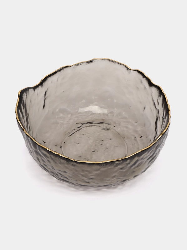 Салатник Lucky, серый, с золотой каймой, 13 x 6,5 см, 350 мл