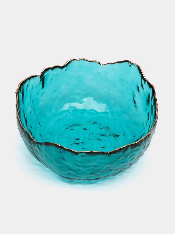 Салатник Lucky, зеленый, с золотой каймой, 13 x 6,5 см, 350 мл