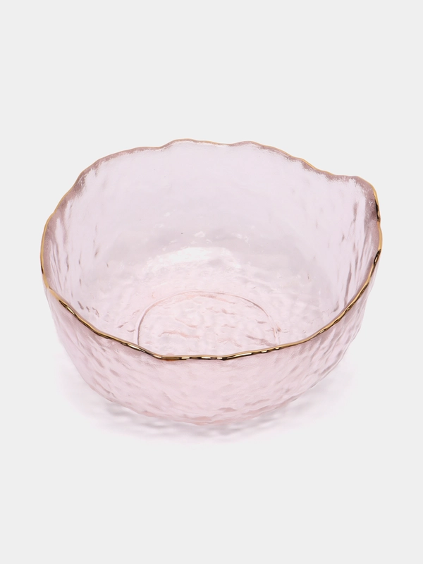 Салатник LUCKY, розовый с золотой каймой, 13 x 6,5 см, 350 мл