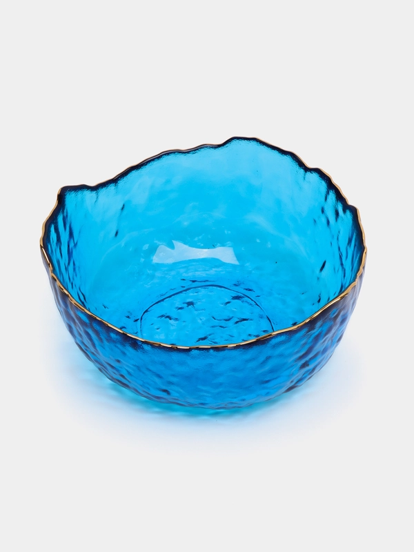 Салатник LUCKY, голубой с золотой каймой, 13 x 6,5 см, 350 мл