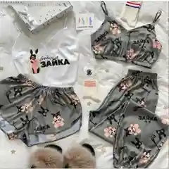 Серый пижама женская 4 в 1 ,