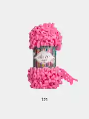 Фуксия пряжа Alize Puffy Fine, маленькие петельки, микрополиэстер, 100 г, 14 м