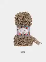 Оливковый пряжа Alize Puffy Fine, маленькие петельки, микрополиэстер, 100 г, 14 м