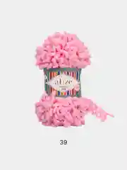 Кораллово-розовый пряжа Alize Puffy Fine, маленькие петельки, микрополиэстер, 100 г, 14 м