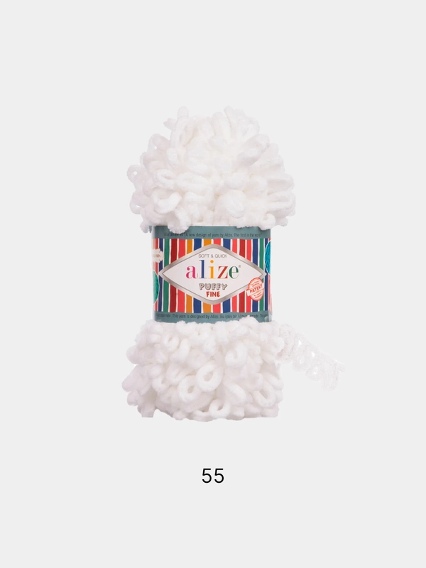 Пряжа Alize Puffy Fine, маленькие петельки, микрополиэстер, 100 г, 14 м