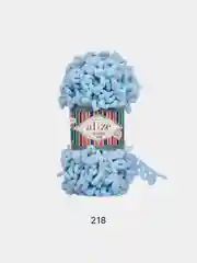 Светло-синий пряжа Alize Puffy Fine, маленькие петельки, микрополиэстер, 100 г, 14 м