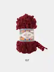 Вишнёвый пряжа Alize Puffy Fine, маленькие петельки, микрополиэстер, 100 г, 14 м