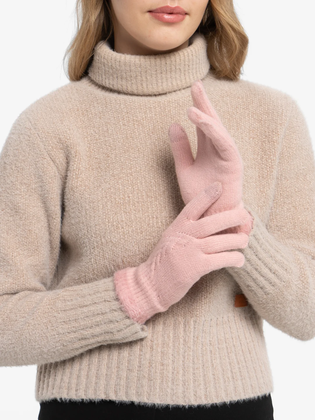 Коралловый перчатки женские теплые, сенсорные