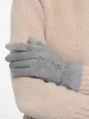 Серый меланж перчатки женские теплые, сенсорные