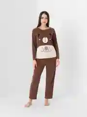 Коричневый пижама женская, хлопок