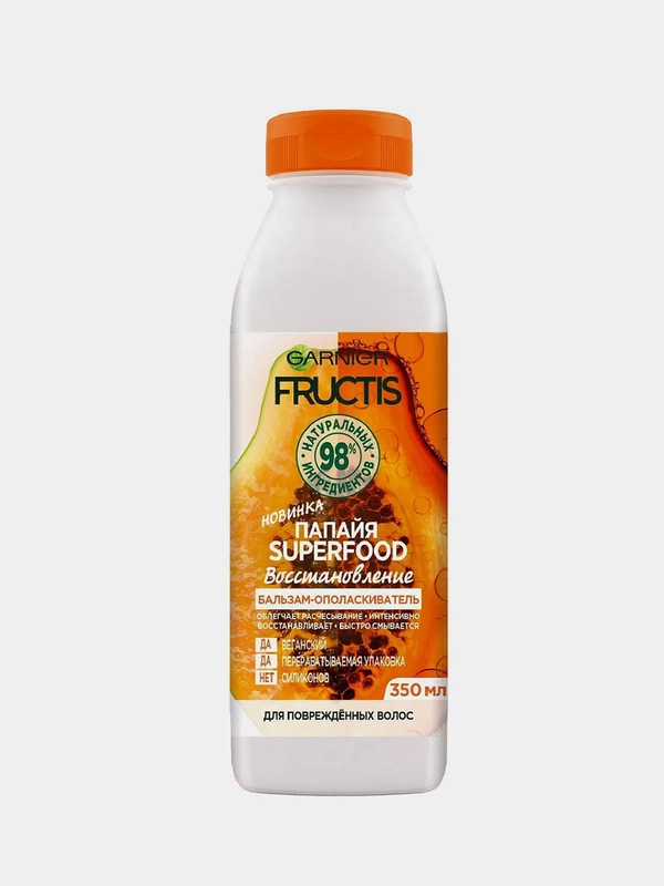 Garnier Fructis бальзам-ополаскиватель "Папайя Superfood Восстановление", 350 мл