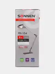 Настольная лампа светильник SONNEN PH-104, подставка, LED, 8 Вт, метал, серый, 236691