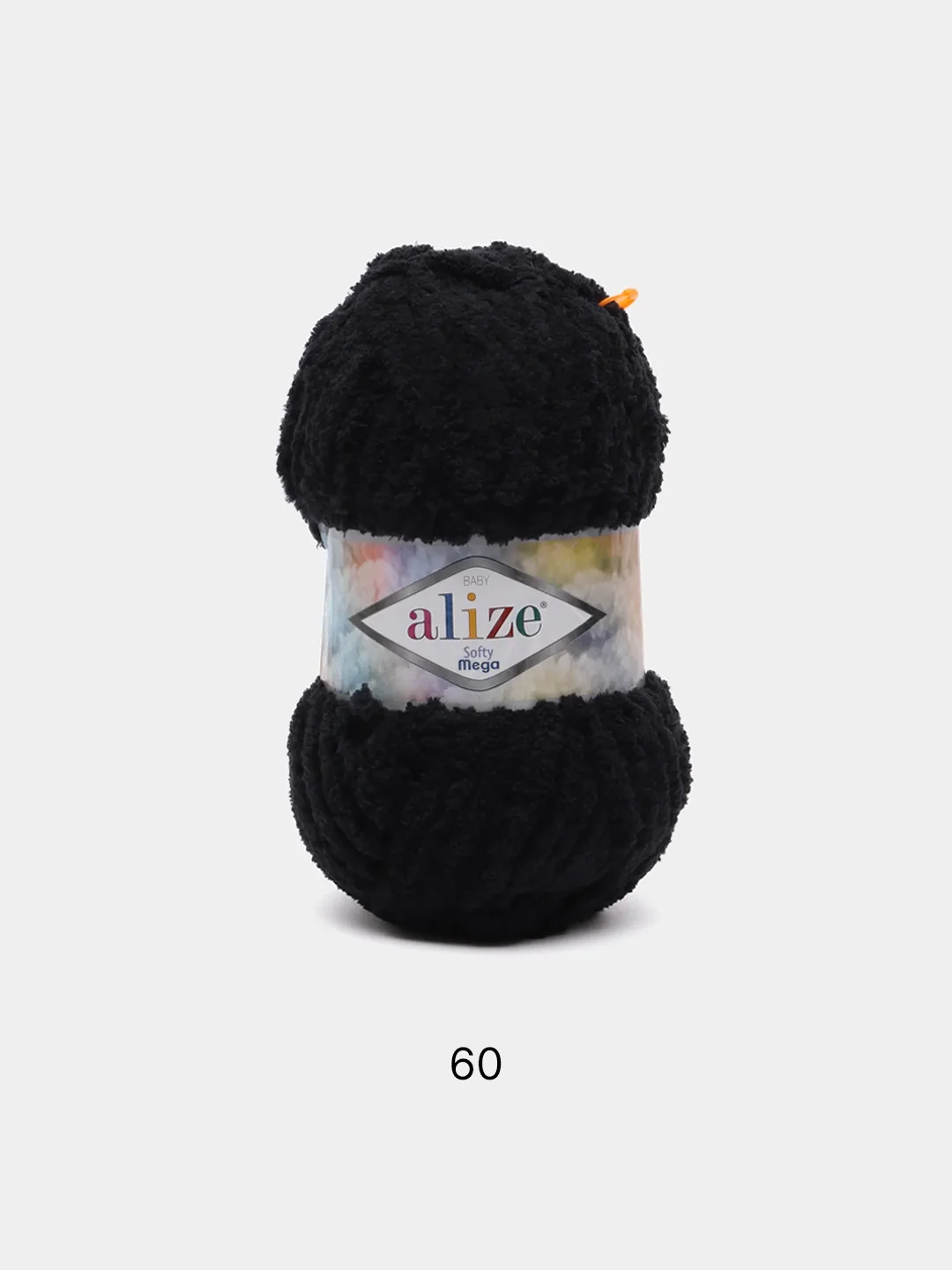 Черный пряжа Alize Softy Mega, 100г,70м