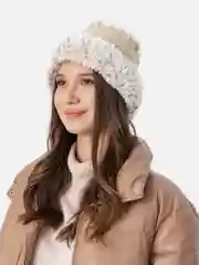 Молочный меховая шапка, вязаная панама
