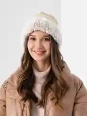 Молочный меховая шапка, вязаная панама