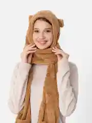 Коричневый шарф-капюшон, женский