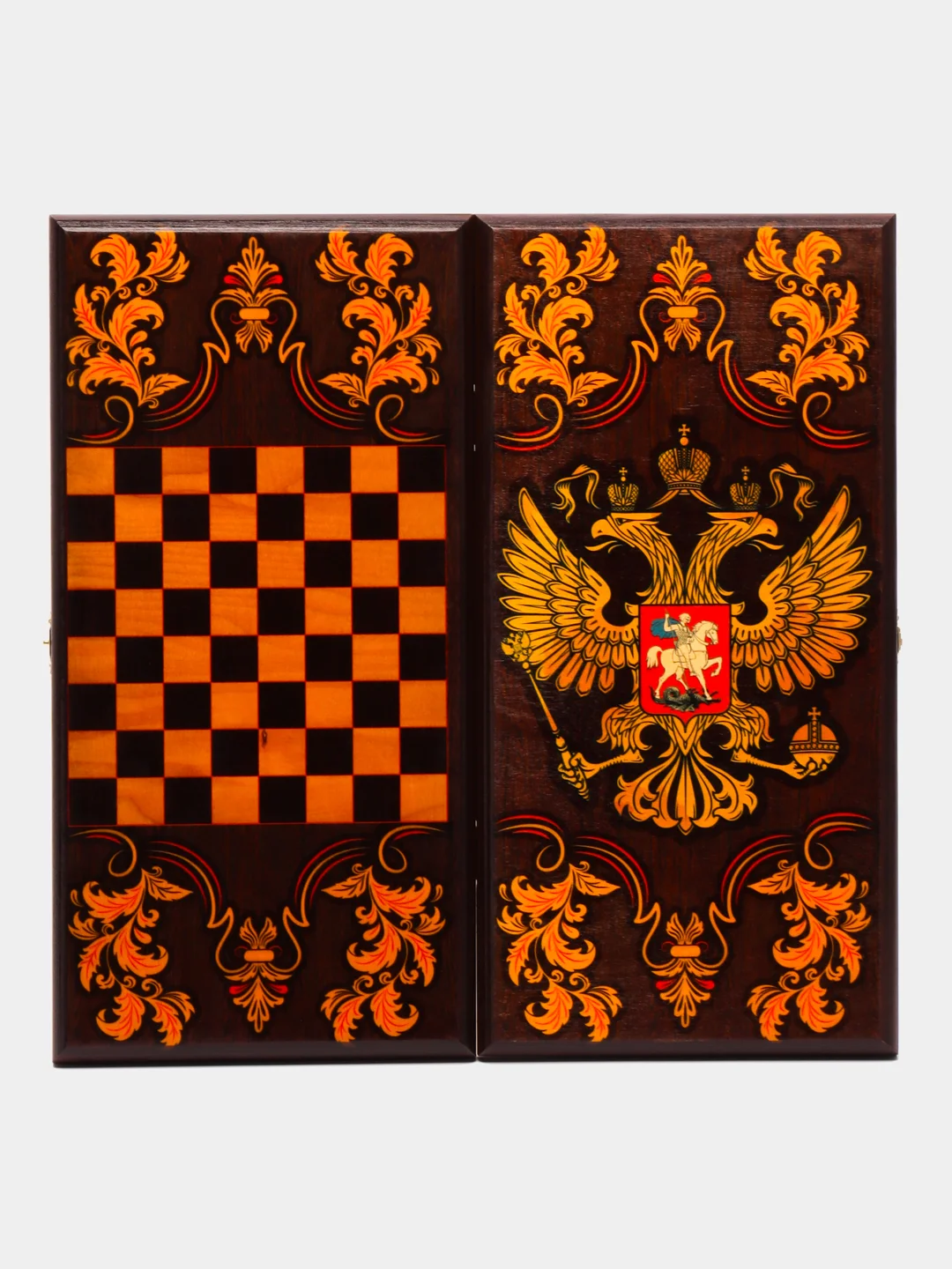 Нарды "Державные", с полем для шашек, деревянная доска 40 х 40 см