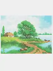 Вышивка крестом "У реки", размер 16 х 20 см, арт. 450