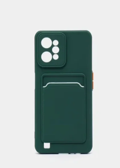 Белый чехол REALME C31 с карманом для карточки, и защитой камеры