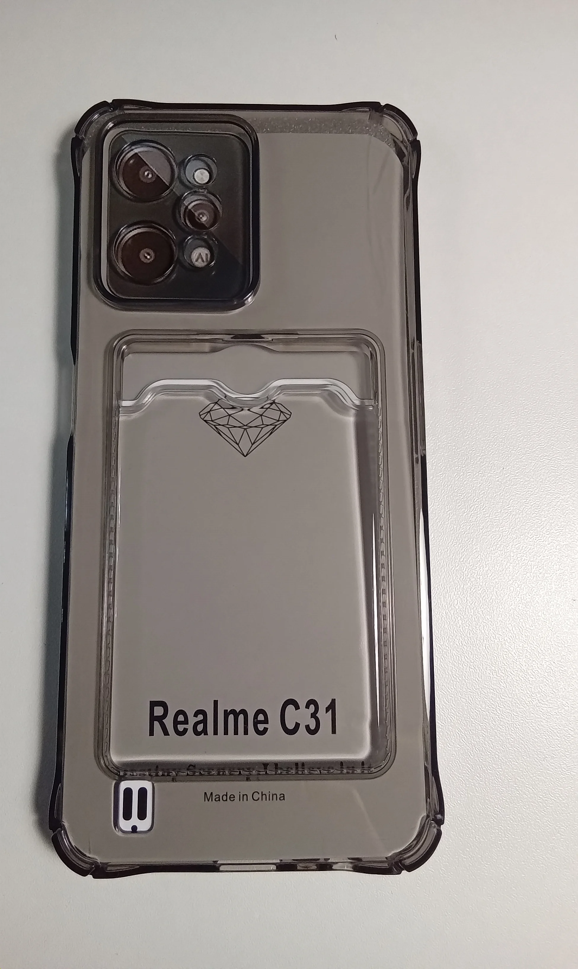 Черный чехол REALME C31 с карманом для карточки, и защитой камеры