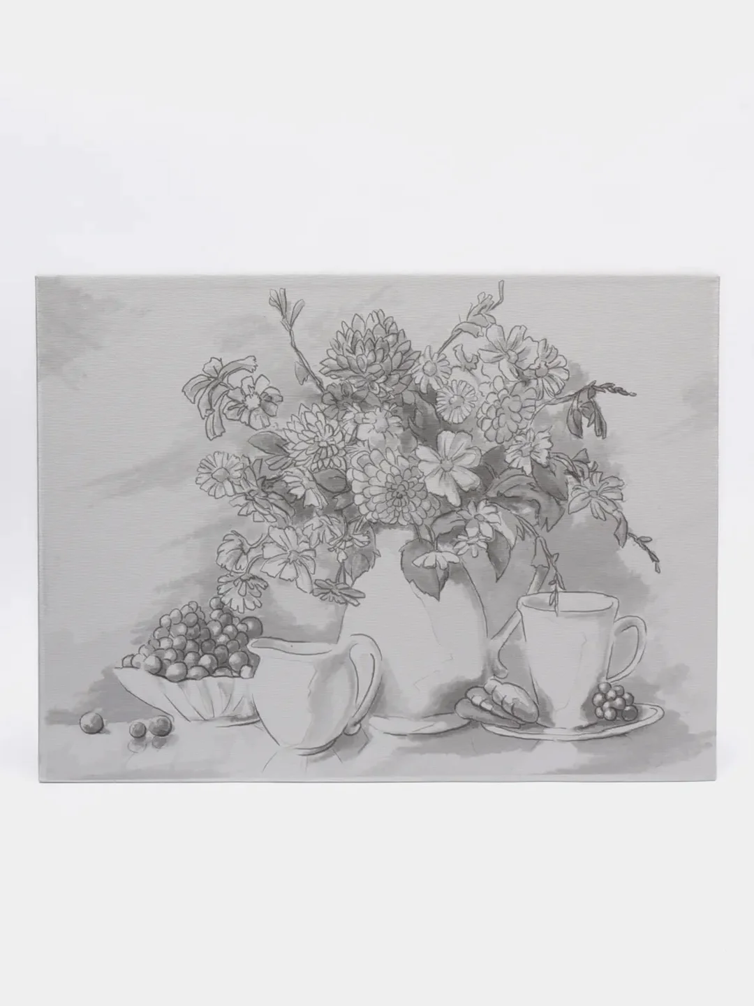 Холст на картоне с контуром "Цветы", 30х40 грунтован, 100% хлопок, ART "CLASSIC",  190625