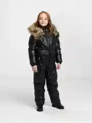 Черный детский зимний комбинезон для девочек