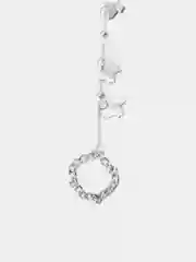 Серебряный браслет, кольцо с бабочками, цепочкой, 15+5 см