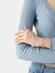 Серебряный браслет, кольцо с бабочками, цепочкой, 15+5 см